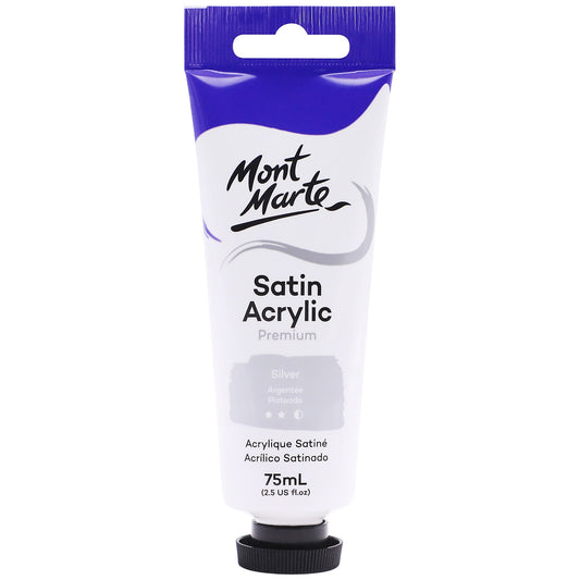 Mont Marte Satin Acrylic Paint 75ml Tube - Silver