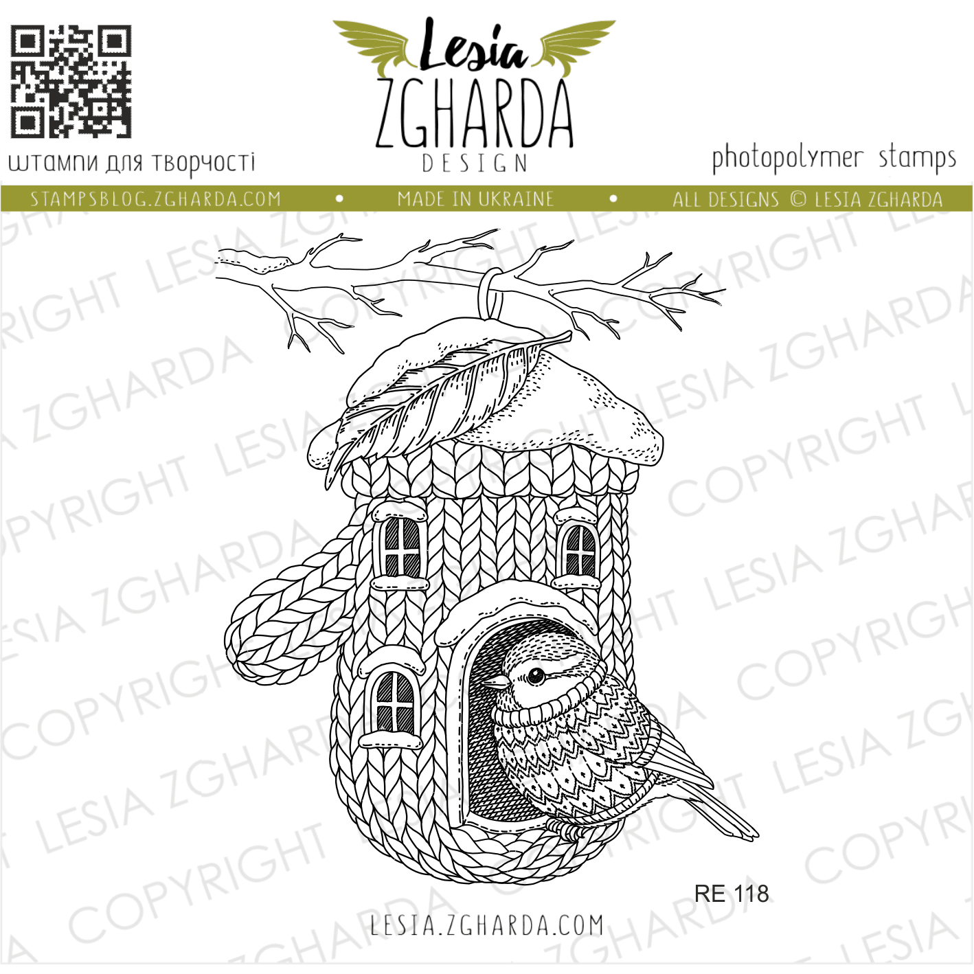 Lesia Zgharda Clear Stamp “Knitted Glove Birdhouse”