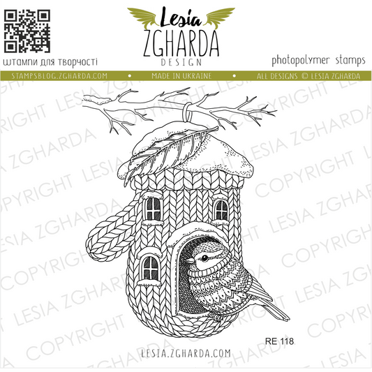 Lesia Zgharda Clear Stamp “Knitted Glove Birdhouse”