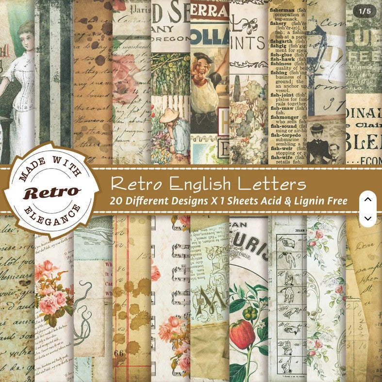 6x6" Retro Letters Background Paper Pk20