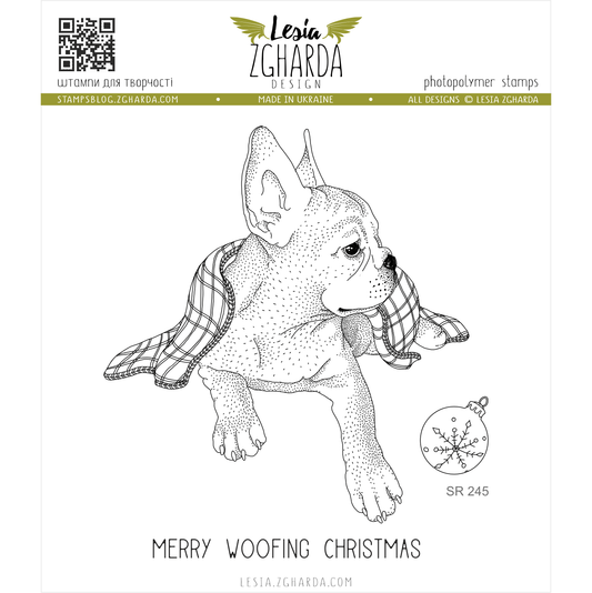 Lesia Zgharda Clear Stamp "French bulldog under the blanket with sentiment"