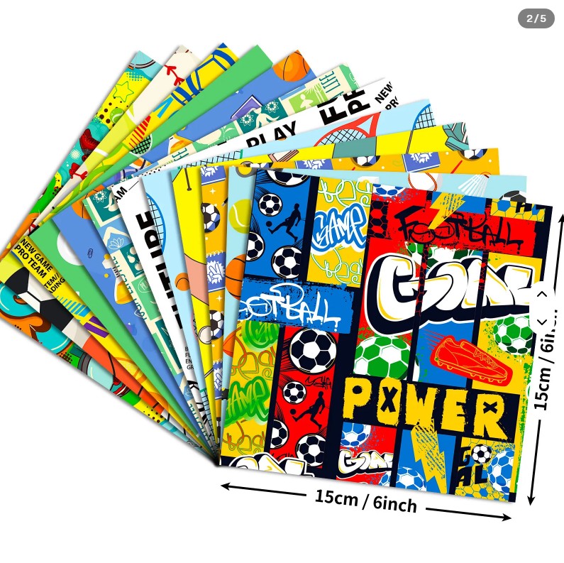 6x6" Sports Themed Background Paper Pk12