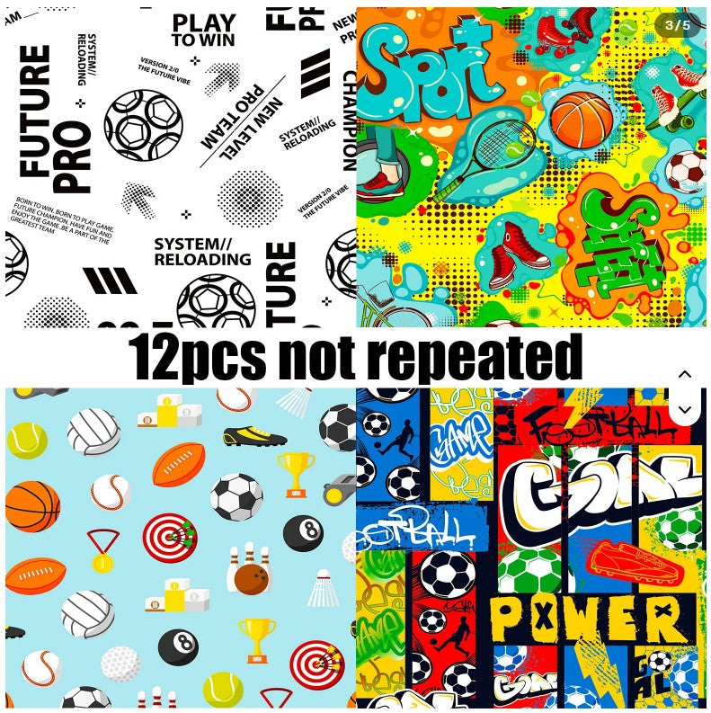 6x6" Sports Themed Background Paper Pk12