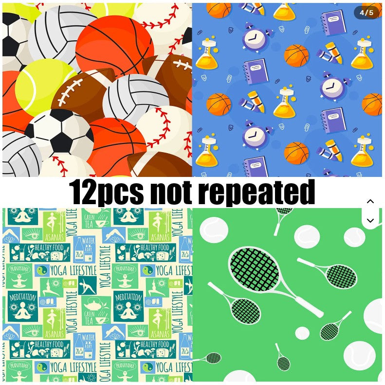 6x6" Sports Themed Background Paper Pk12