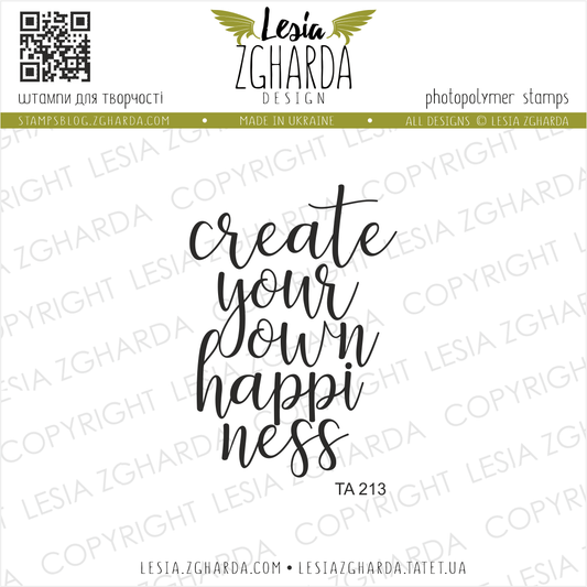 Lesia Zgharda Sentiment Stamp Set "Create your own happiness"