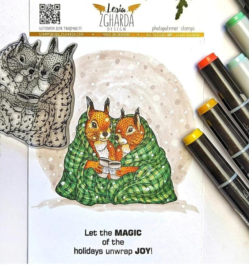 Lesia Zgharda Sentiment Stamp Set Let the Magic of the Holidays unwrap Joy