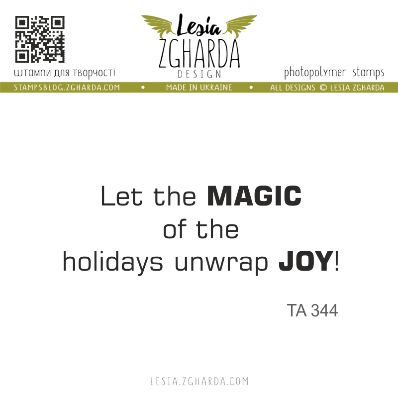 Lesia Zgharda Sentiment Stamp Set Let the Magic of the Holidays unwrap Joy