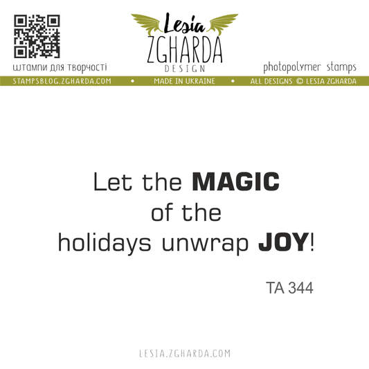 Lesia Zgharda Sentiment Stamp Set Let the Magic of the Holidays unwrap Joy