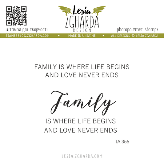 Lesia Zgharda Stamp Set Family is Where Life Begins and Love never ends