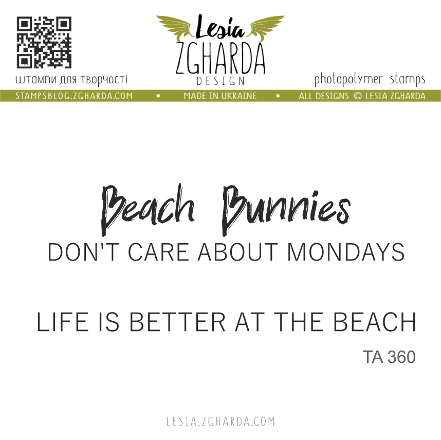 Lesia Zgharda Stamp Set Beach Bunnies don't care about Mondays.