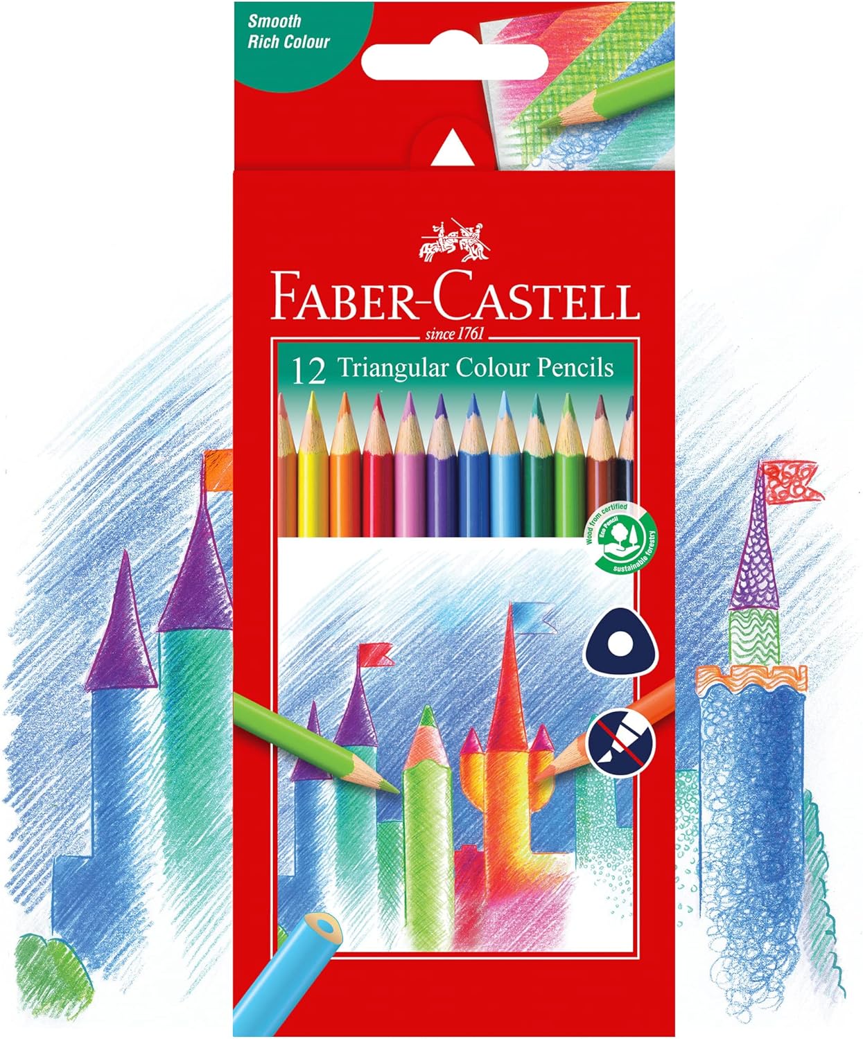 Faber Castell Triangle Colour Pencils Pk12