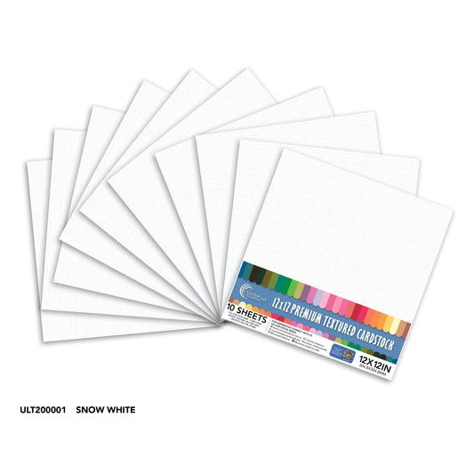 CC Textured Cardstock - 12x12 - Snow White (216gsm) - 10 Sheets