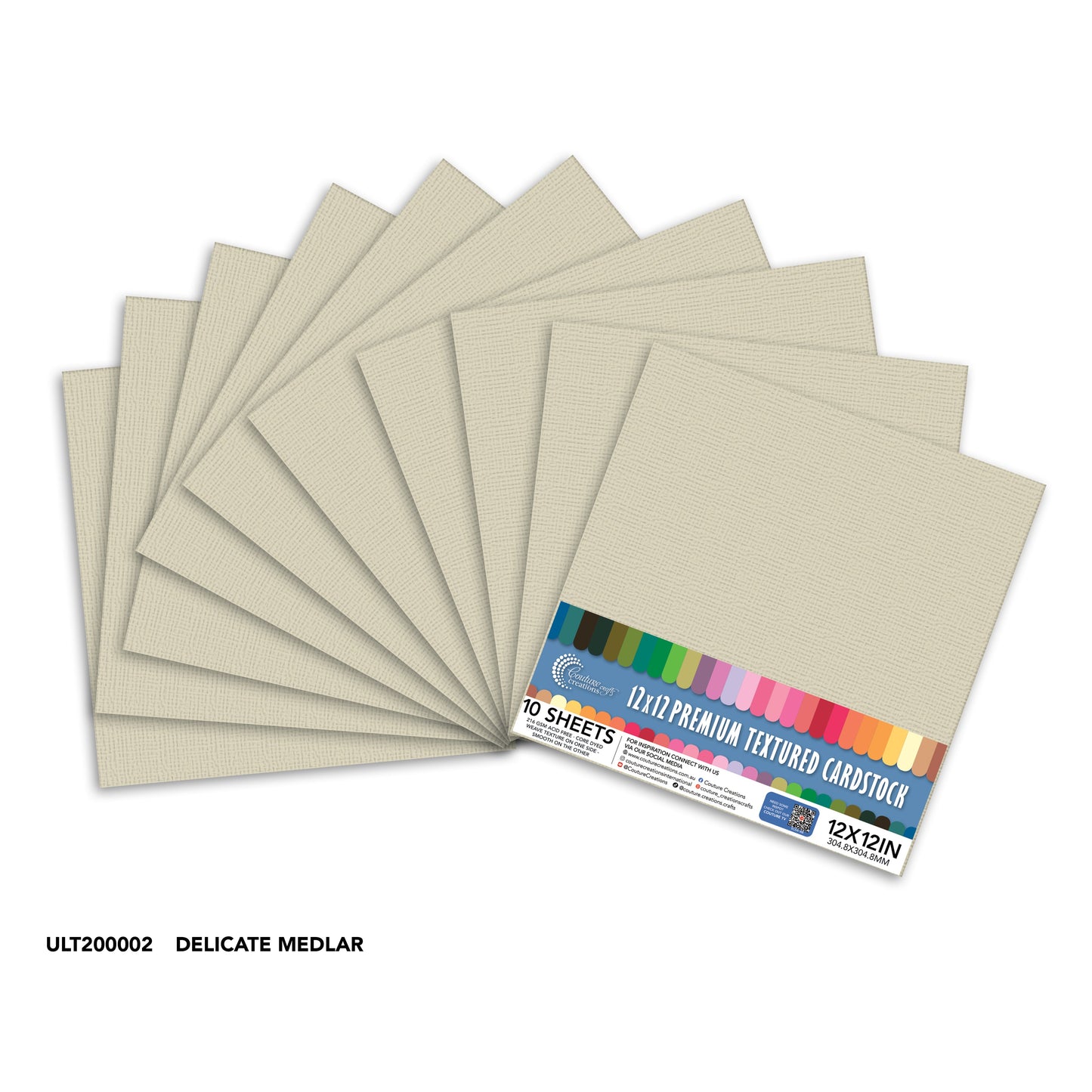 CC Textured Cardstock - 12x12 - Delicate Medlar (216gsm) - 10 Sheets
