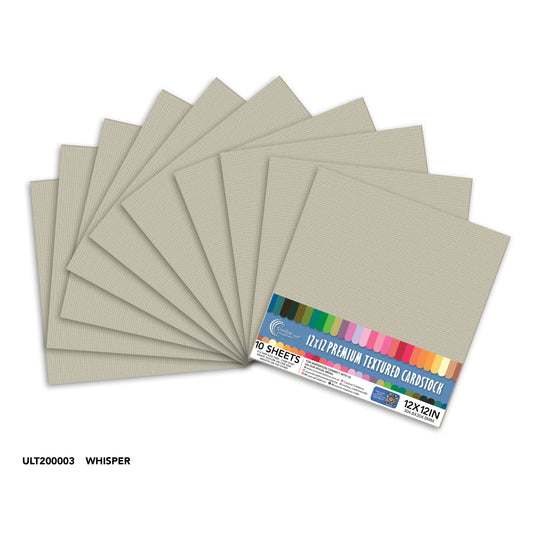 CC Textured Cardstock - 12x12 - Whisper (216gsm) - 10 Sheets