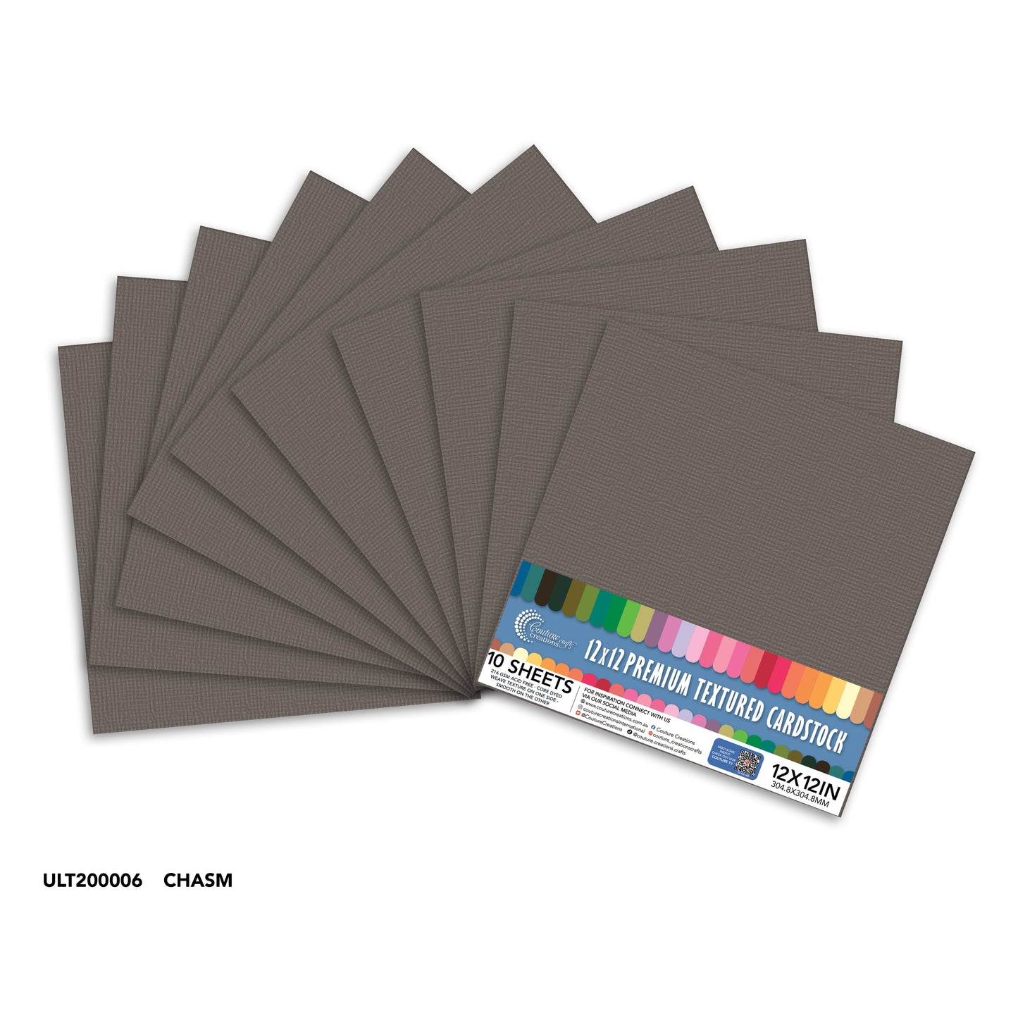 CC Textured Cardstock - 12x12 - Chasm (216gsm) - 10 Sheets