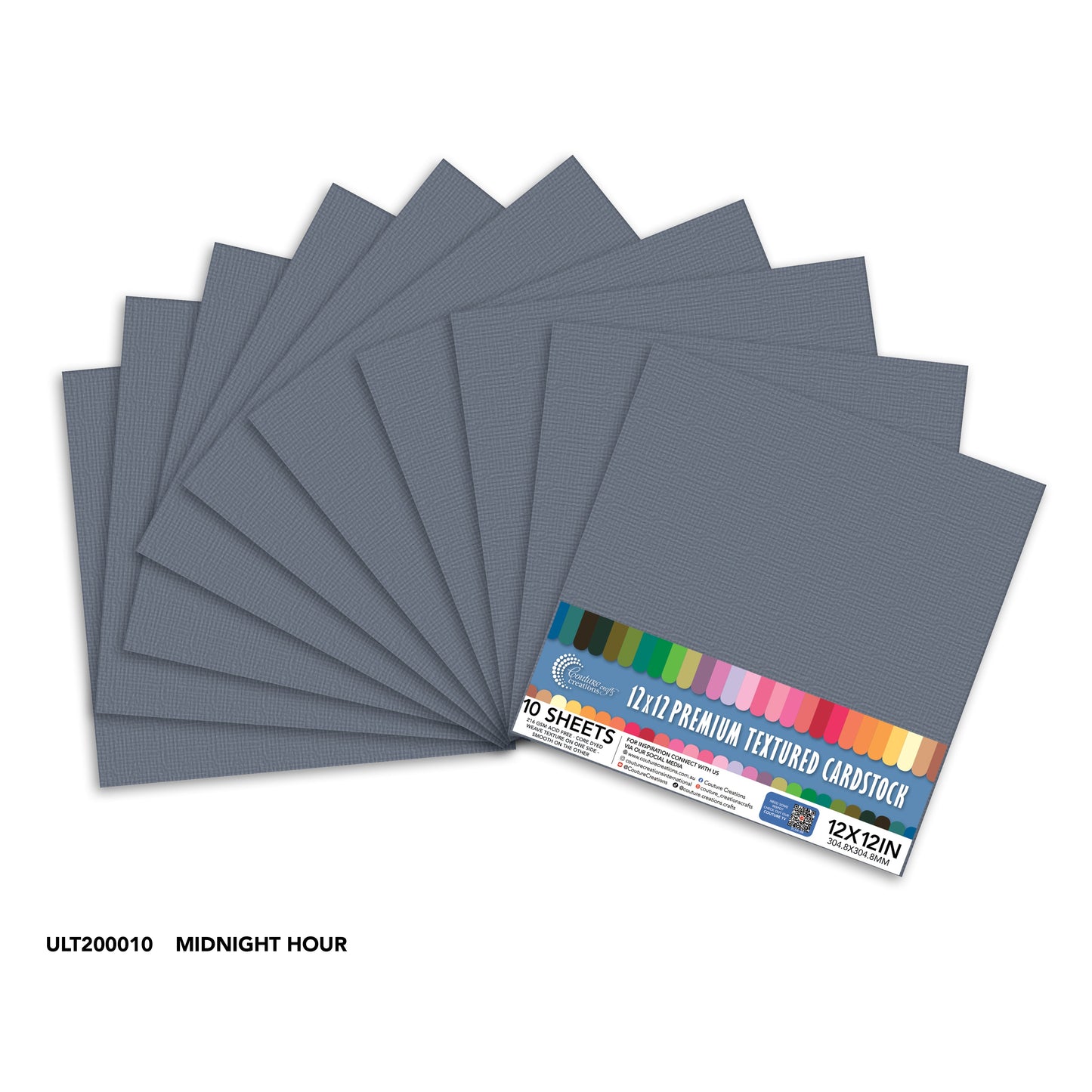 CC Textured Cardstock - 12x12 - Midnight Hour (216gsm) - 10 Sheets