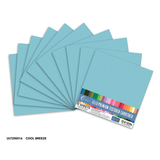 CC Textured Cardstock - 12x12 - Cool Breeze (216gsm) - 10 Sheets