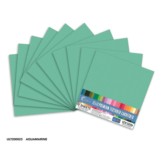 CC Textured Cardstock - 12x12 - Aquamarine (250gsm) - 10 Sheets