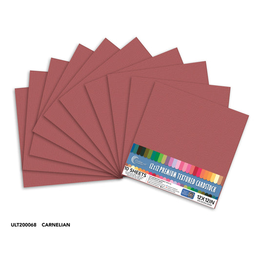 CC Textured Cardstock - 12x12 - Carnelian (216gsm) - 10 Sheets