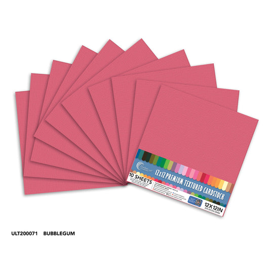 CC Textured Cardstock - 12x12 - Bubblegum (250gsm) - 10 Sheets