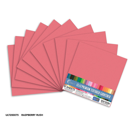 CC Textured Cardstock - 12x12 - Raspberry Rush (250gsm) - 10 Sheets