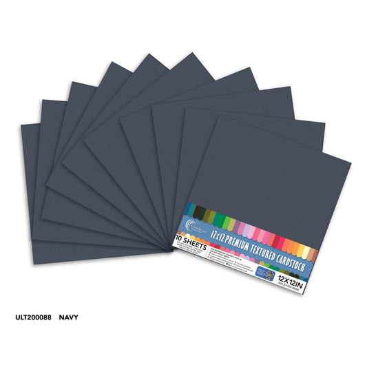 CC Textured Cardstock - 12x12 - Navy - 216gsm - 10 Sheets