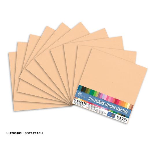 CC Textured Cardstock - 12x12 - Soft Peach (216gsm) - 10 Sheets