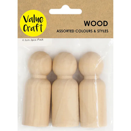 Value Craft Wood Mini People PK3