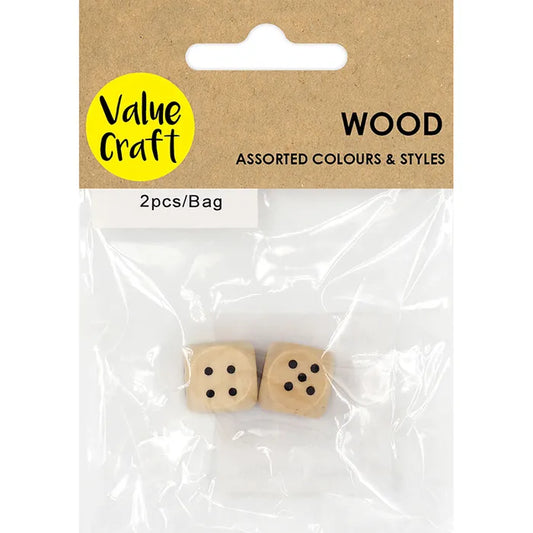 Value Craft Wood Dice Pk2
