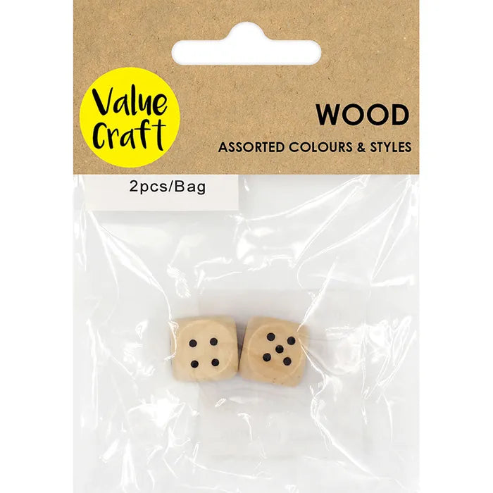 Value Craft Wood Dice Pk2