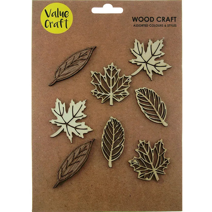 Value Craft Wood Craft Natural Leaves Asst Pk8
