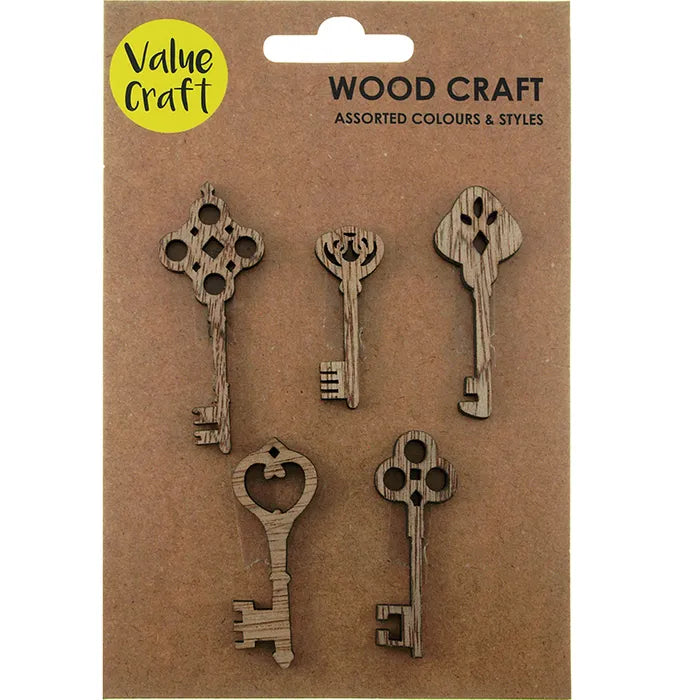 Value Craft Wood Craft Keys Assorted Pk5