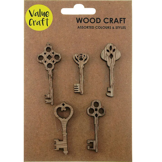 Value Craft Wood Craft Keys Assorted Pk5