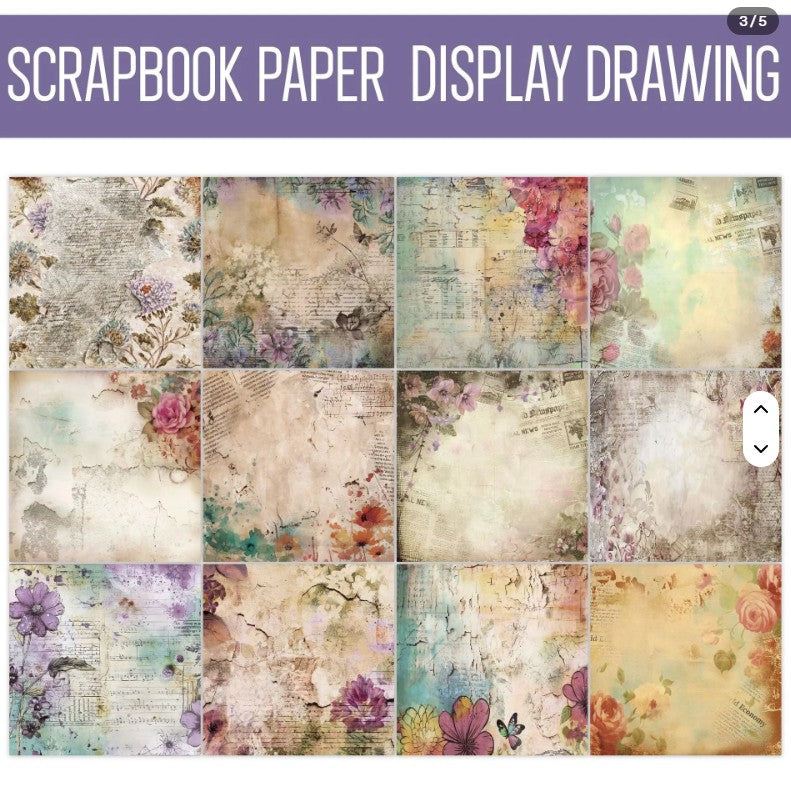 6x6" Vintage Flower Background Paper Pk12