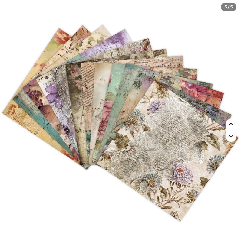 6x6" Vintage Flower Background Paper Pk12