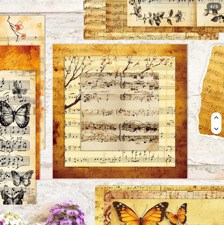 6x6" Vintage Music Score Background Paper Pk12