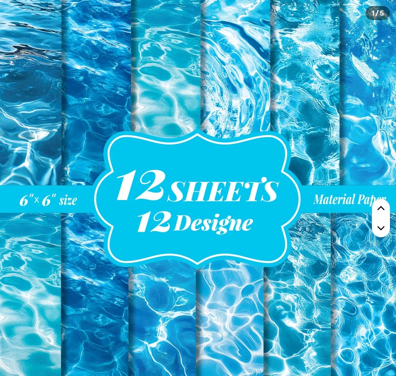 6x6" Water Ripple Background Paper Pk12