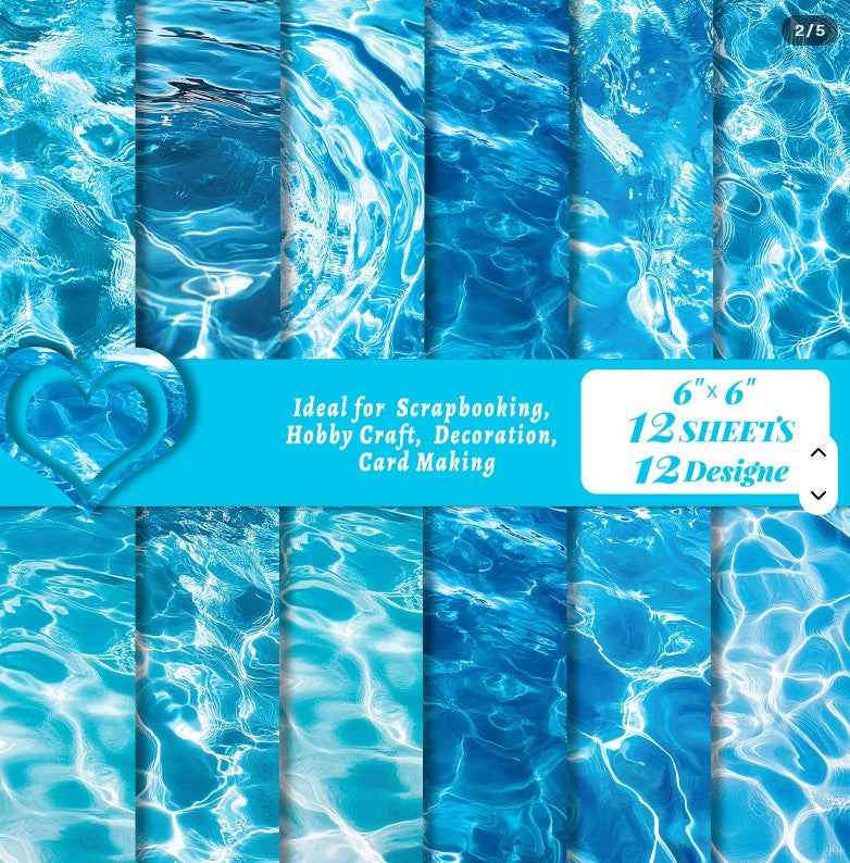 6x6" Water Ripple Background Paper Pk12
