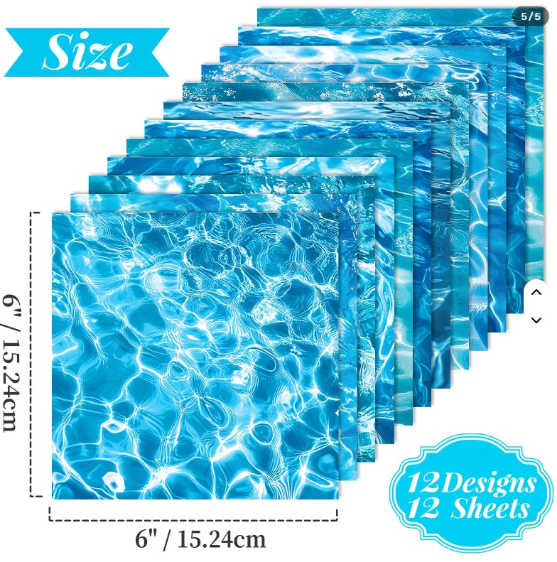 6x6" Water Ripple Background Paper Pk12