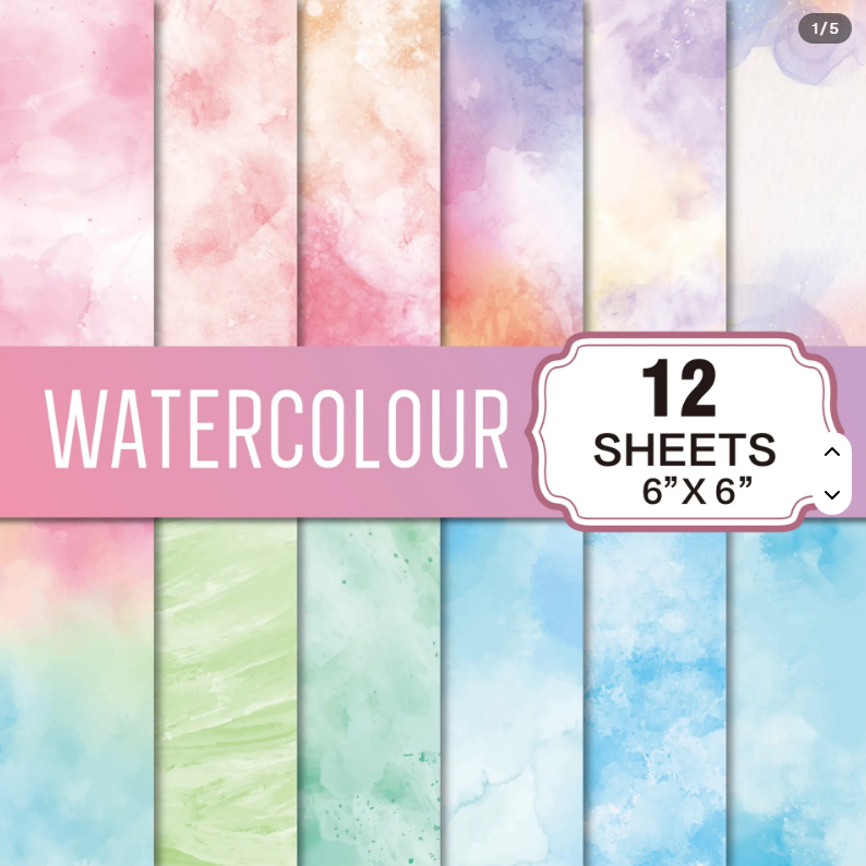 6x6" Watercolour Background Paper Pk12