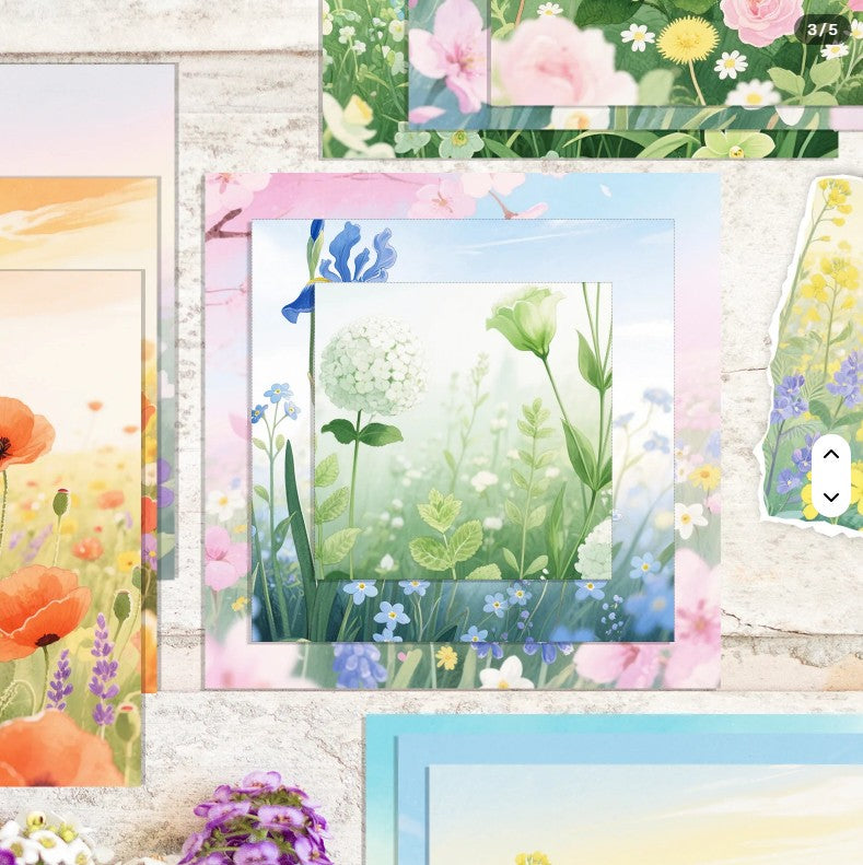 6x6" Watercolour Flowers Background Paper Pk12