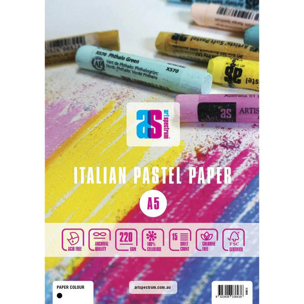 Art Spectrum Italian Pastel Paper Pad A5 15 Sheet BLACK