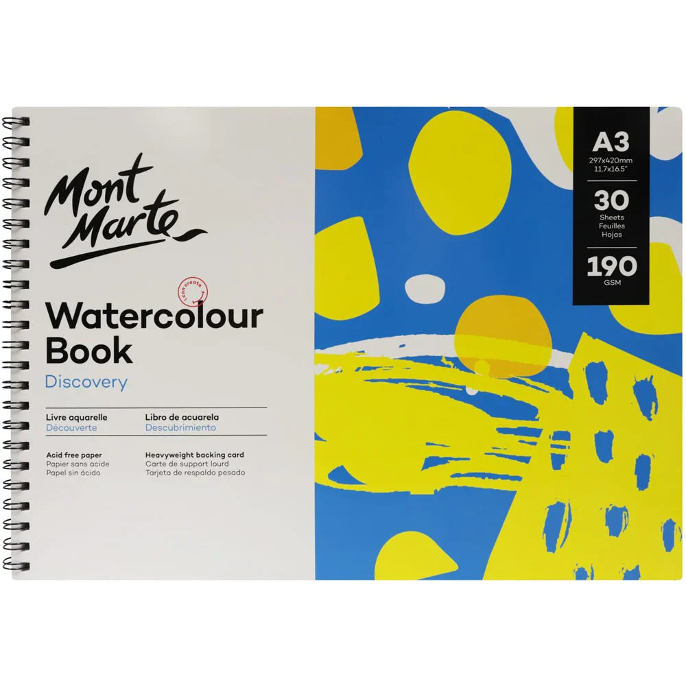 Mont Marte Discovery Watercolour Book Spiral Bound A3 190gsm