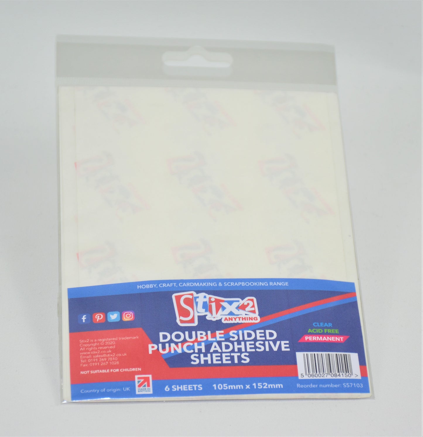 Stix2Anything Double Sided Punch Adhesive Sheets Pk6
