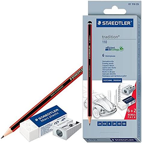 Staedtler Tradition Pencils Asstd Set of 6 with Bonus Eraser and Sharpener