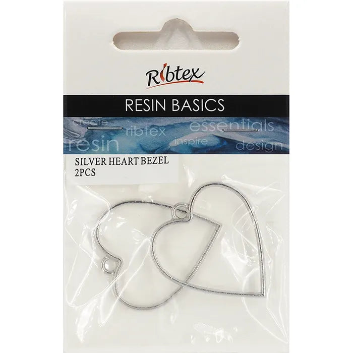 Ribtex Resin Heart Bezel Frame Pk2 Silver