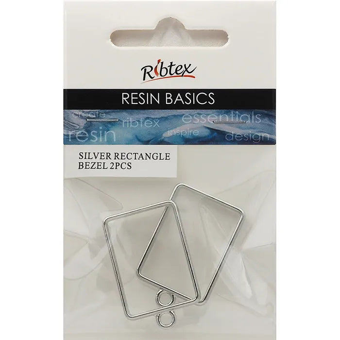 Ribtex UV Resin Bezel Frame Rectangle Pk2 Silver