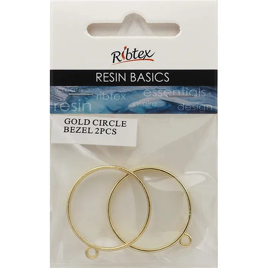Ribtex UV Resin Bezel Frame Circle Pk2 Gold
