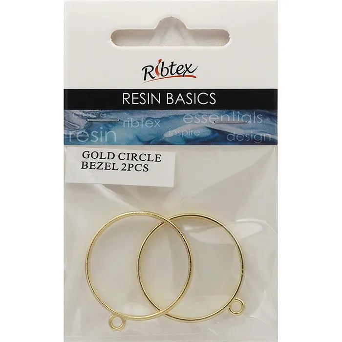 Ribtex UV Resin Bezel Frame Circle Pk2 Gold
