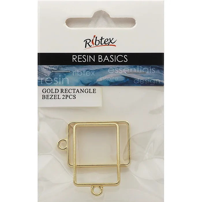 Ribtex UV Resin Bezel Frame Rectangle Pk2 Gold